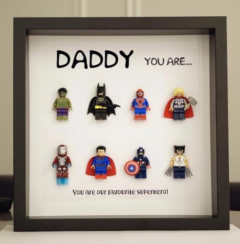 OVNMFH Gift to The Superhero in Mind, Dad Superhero Frame Father’s Day Gift, Dad You are My Superhero, Superheros Photo Frame Poster, Father's Day Unique Gifts (Black, 8 People-B)
