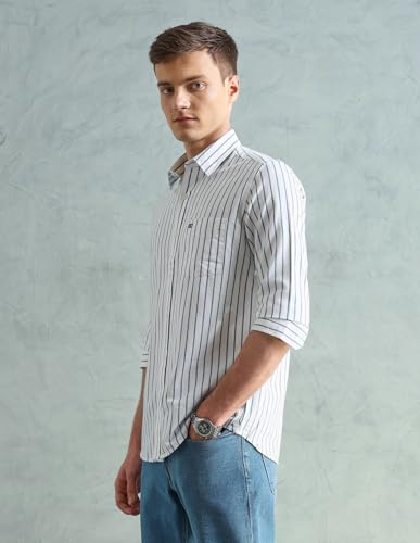 Image of Arrow Striped Slim Fit Mens Casual Shirts - 100% Cotton, Breathable & Comfortable, Full Sleeves Shirts for Men