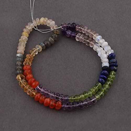 Rondelles Multi Stone Faceted LKBEADS - Perles mix de 5mm-7mm pour création de bijoux 18 pouces