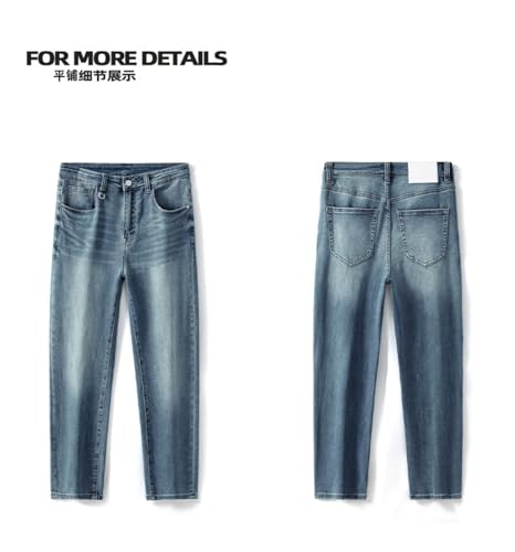 Jeans Pants Trouser Denim Spring Summer Simple and Versatile Sea Blue Sky Shot Straight Leg for Men Slim Long4