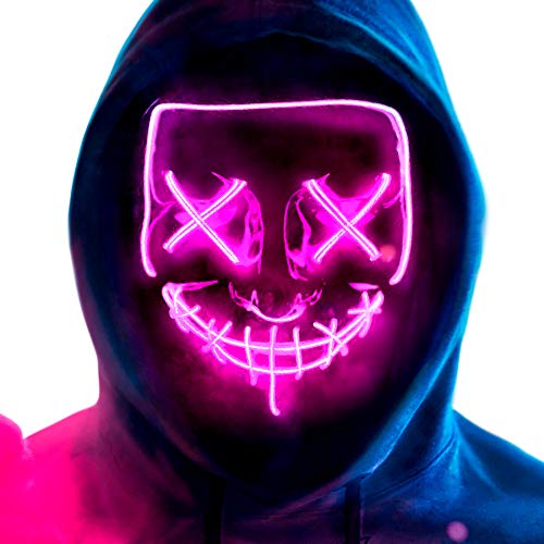 MeiGuiSha LED Halloween Light Up Purge Mask Women,Halloween Scary Cosplay Purge Mask LED for Festival Padrties (Purple)