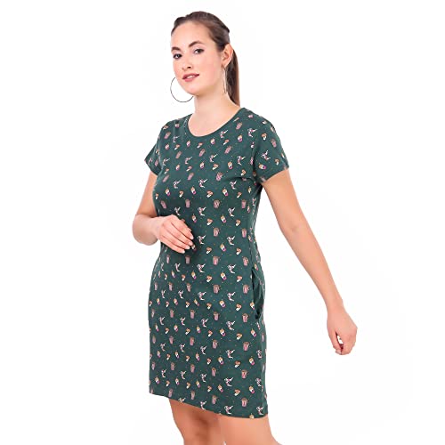 Image of Stories.Label Women Cotton Long T-Shirt Dress in Knee Length with Side Pockets Include Plus Sizes (Size S -5XL)