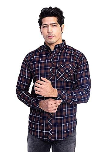 INDIAN THREADSMen's Regular Fit Casual Checkered Shirt