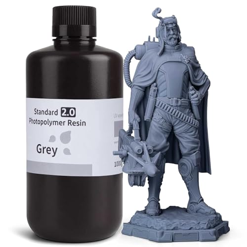 ELEGOO Résine Standard 2.0 d'Imprimante 3D LCD Résine à Photopolymérisation UV de 405 nm, Compatible avec ELEGOO Imprimante 3D, Haute Précision, Faible Odeur, Gris 1000g