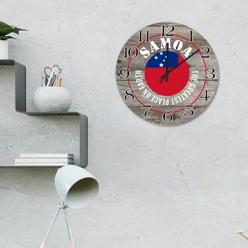 Horloge murale en bois et drapeau Samoa, cadeau vintage pour ami - 3