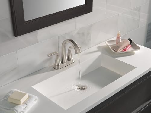 Delta Lineax Centerset Brushed Nickel Bathroom Faucet, 4 Inch 3 Hole Bathroom Sink Faucet for Vanity, Metal Push-Pop Drain Assembly, Stainless 2562LF-SSMPU by DELTA - Used condition - Image 8