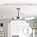 Parrot Uncle Ceiling Fans with Lights and Remote Bedroom Chandelier Ceiling Fan with Light and Retractable Blades, 3000K Cool White Lights, 46 Inch, Chrome