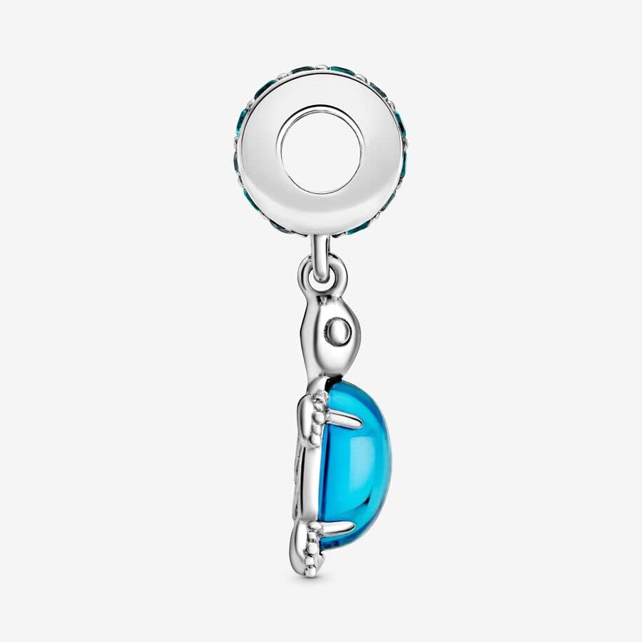 PANDORA Murano Glass Blue Sea Turtle Dangle Charm - Compatible with PANDORA Moments - Jewelry for Women - Gift for Women - Made with Sterling Silver & Man-Made Crystal - With Gift Box - Image 3
