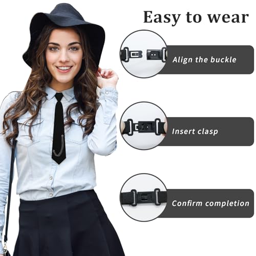 Image of LJBFNN Pre-Tied Ties for Women with Metal Chain, Uniform Shirt Accessory