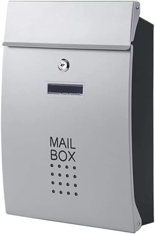 HBJWOV Wall Mounted Stainless Steel Mailbox Outdoor Warehouse Apartment Home Garden Letterbox Vertical Locking Mail Post Box(White-Dinosaur Doodle4)