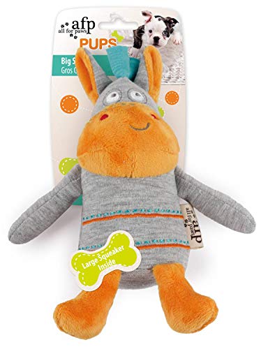 All For Paws 4721 Big Squeak Pups Brinquedo Pelúcia para Cachorro, Cinza/Laranja