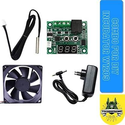 TechSupreme Combo for DIY Incubator W1209 12V DC Digital Temperature Controller Board + Temperature Sensor + 12V 2AMP Charger + 3 Inch Fan for DIY Incubator - Image 2 thumbnail
