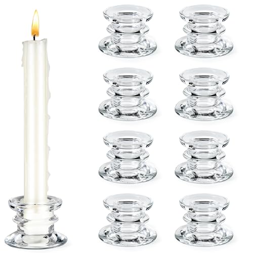 Juego de 8 Candelabros de Varilla, Candelabros Transparentes