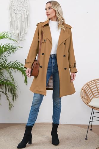 Image of Betusline Womens & Girls Waterproof Trench Coat Double Breasted Lapel Overcoat Outerwear, 3 Years - Women 2XL