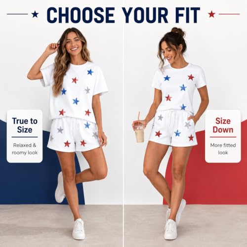 Image of VILOVE 4th of July 2 Piece Sequin Outfits Women 250 Anniversary Usa Shirts and Short Sets Casual Patriotic Shirt Summer Set