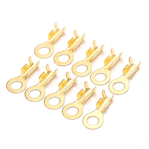 YWBL-WH - Lug Ring Terminals, 100Pcs Brass Cold Pressed Cable Crimp Ends Connectors, M4 4.2mm Open Barrel Electric Wire Crimp Copper Terminal Connerctor Kit