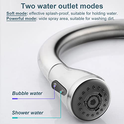 Single Handle High Arc Brushed Nickel Pull Out Kitchen Faucet,Single Level Stainless Steel Kitchen Sink Faucets With Pull Down Sprayer #TOP3