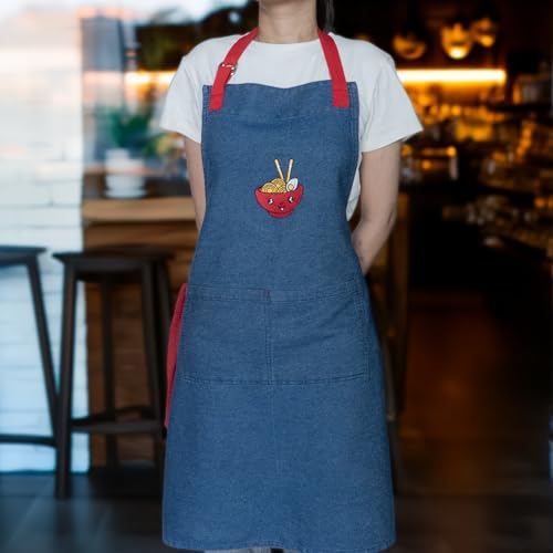 Image of 100% Cotton Unisex Apron - Adjustable Neck Straps, Vibrant Print, Reinforced Stitching, Multipurpose& Deep Pocket - for Cooking, Catering, Gardening, Painting-Printed Aprons