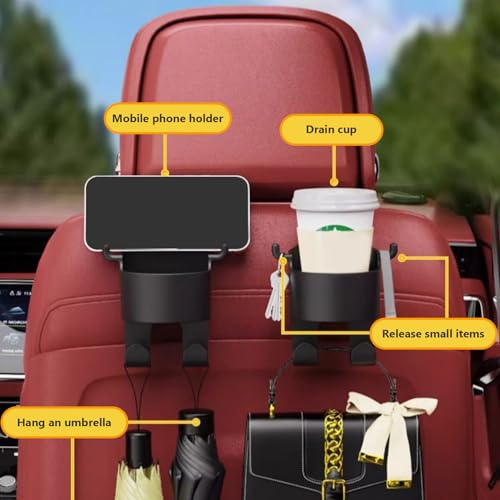 Portavasos para asiento trasero con ganchos 3 en 1 miniatura 3