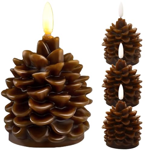 Velas navideñas LED de piña en parafina auténtica para centros de mesa
