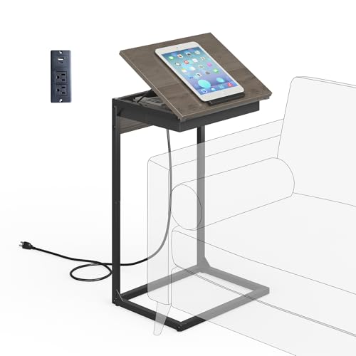 sthmec C Shaped End Tables Charging Station, 45° Tiltable