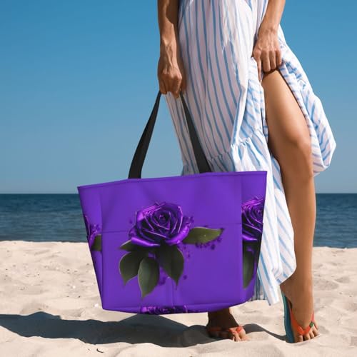 Sac à bandoulière imperméable motif fleurs violettes et noires taille unique - 6