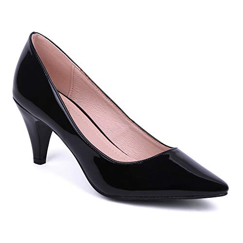 Women Classic Pointed Toe Mid Heel Pump