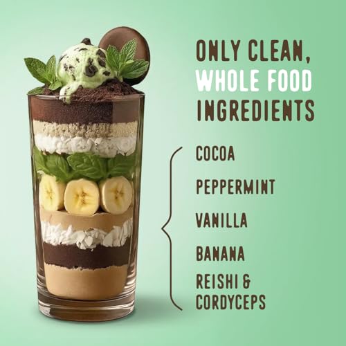 Image of FlavCity All in One Protein Shake Powder, Mint Chocolate - On the Go Meal Alternative + Collagen Peptides, Reishi & Cordyceps - Focus, Skin, Hair & Joint Support - 100% Grass Fed Whey, 20 Servings