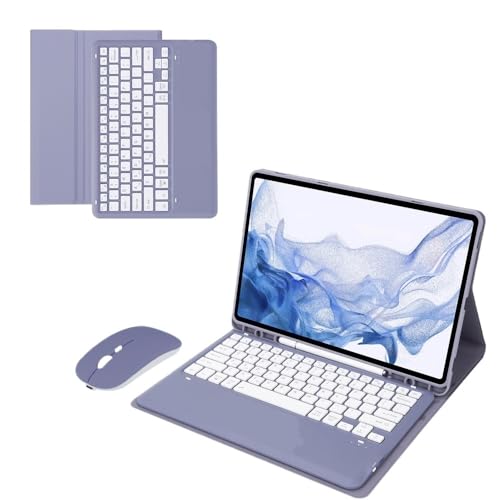 Funda para Samsung Galaxy Tab S10 Plus con teclado magnético QWERTY protector de cuero lavanda