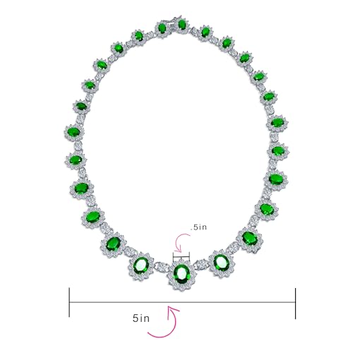 Elegant Vintage Estate-Inspired Bridal Jewelry Set - 5 CTW Oval Crown Halo Statement Necklace & Chandelier Earrings with AAA Cubic Zirconia CZ Simulated Gemstones, Silver Plated, for Women4