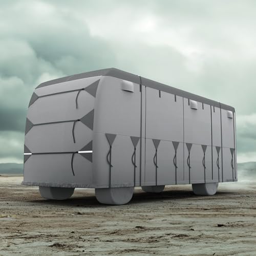 KING BIRD Class A RV Cover, Upgraded Heavy Duty 600D Oxford Camper Cover, 100% Waterproof Anti-UV Windproof Ripstop,Fits 30-33ft, Breathable RV Storag