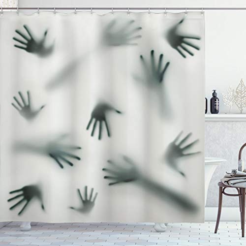 ABAKUHAUS Terror La casa Cortina de Baño, Santo Espíritu de Alien, Material Resistente al Agua Durable Estampa Digital, 175 x 240 cm, Esmeralda