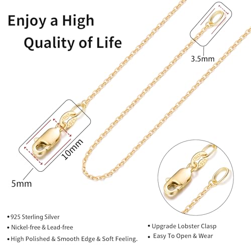 jewlpire 18k gold plated 925 sterling silver chain necklace for women 11mm cable chains necklace thin amp dainty amp sturdy women39s chain necklaces 14161718202224 inches