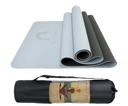 Image of Bodylastics Yoga Mat for Men and Women with Carry Bag TPE 6ft x 2ft x 6mm Large Size Anti Slip & Anti Tear Workout Mat