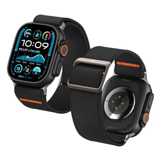 Spigen Lite Fit Ultra Strap Designed for Apple Watch Band Compatible with Ultra 2/1 49mm, Series 10 46mm, 9/8/7 45mm, SE2/SE/6/5/4 44mm, 3/2/1 42mm Nylon Solo Loop - Black