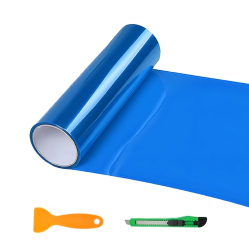 YTFRL Car Headlight Tint Film, 12×48 Inch Vinyl Vehicle Tail Light Wrap Film Roll with Squeegee & Cutter, Waterproof Vinyl Tinted Sticker for Headlights Fog Lights Tail Lights (Dark Blue)