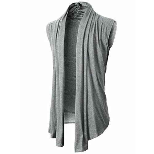 Men's Ruffle Shawl Collar Cardigan for Burning Man Gray