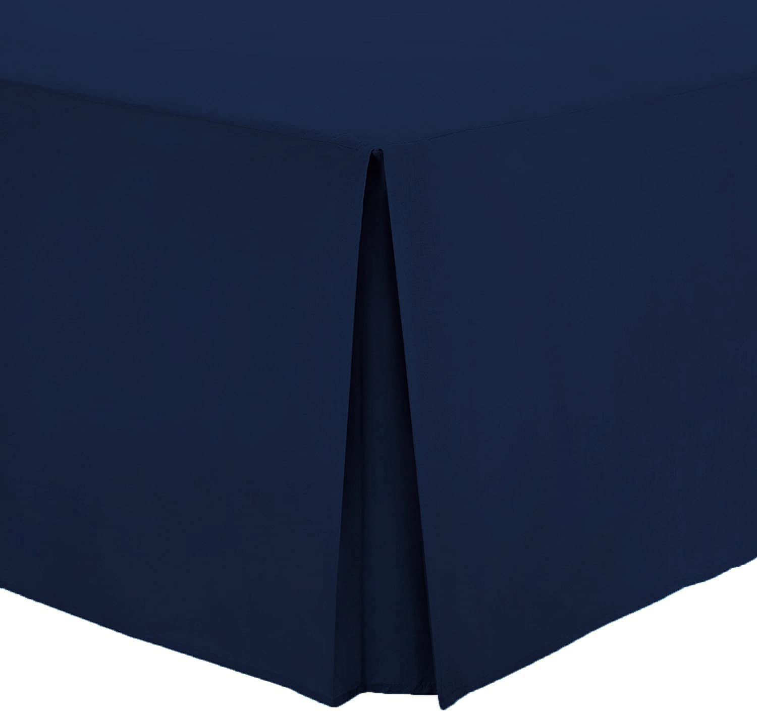 British Home Bedding - Pleated Platform Base Valance Sheet - Plain Polycotton fits under Mattress Base Valance Sheet - Ultra Soft and Light Weight (Super King, Blue) — image 1