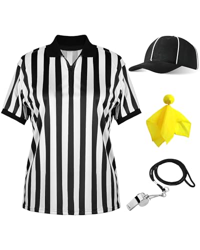 Referee Costume for Adult - 4 Pcs Ref Jersey Umpire Costume Set f...