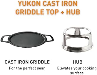 Solo Stove Yukon Griddle + Hub, Cast Iron Cookware with Stainless Steel Hub for 8” Elevation, Addition to Yukon fire Pit, Weight: 21 lbs , Cooking Surface Diameter: 17.75"