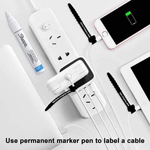 Neepanda 12 Pack Reusable Cable Zip Ties, 4.5 Inch Elastic Silicone Cord Organizer Straps For Bundling And Organizing Phone Charging, Cable Wire, Headphones, Management Home Office Table(Black) #TOP1