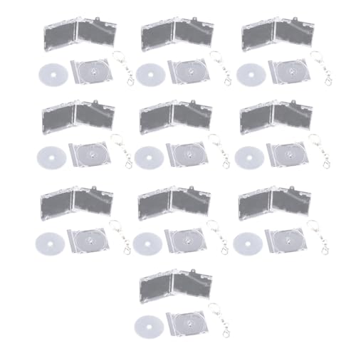 ESTCNK Lot de 10 mini porte-clés en acrylique commémoratif pour sac à dos, Boîte CD Argent L, As detailed description