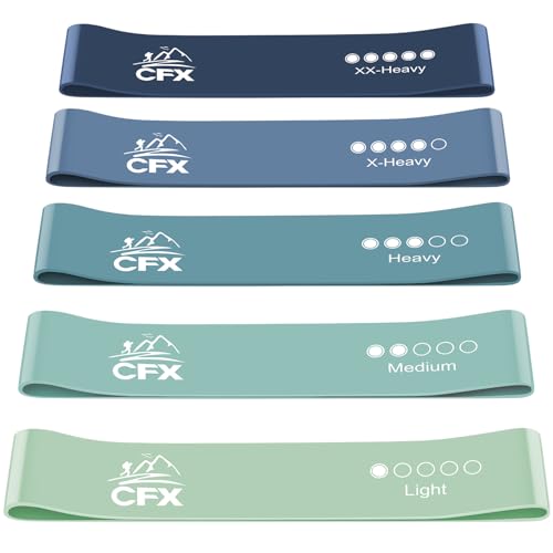 CFX Resistance Bands, Exercise Bands Skin-Friendly with 5 Different Strength Levels - for Legs and Glutes, Arms, Pilates, Yoga (Blue)