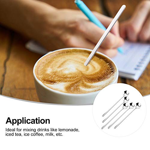 Colher redonda de mistura de café com 5 unidades em estilo japonês simples de cabo longo