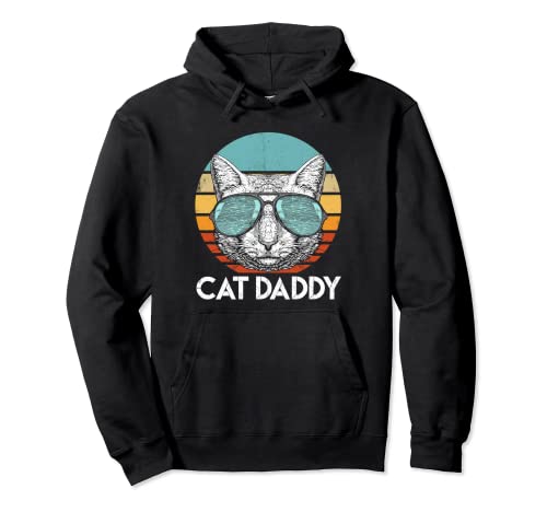 Retro Cat Daddy Funny Cat Lover Fathers Day Kitty Dad Sudadera con Capucha