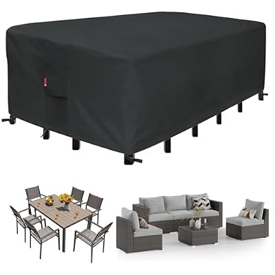SheeChung Patio Furniture Covers Rectangular 110"L x 84"W x 28"H,Heavy Duty Outdoor Sectional Sofa Couch Set Cover,Waterproof Garden Dining Table Chair Set Cover,Weather Resistant