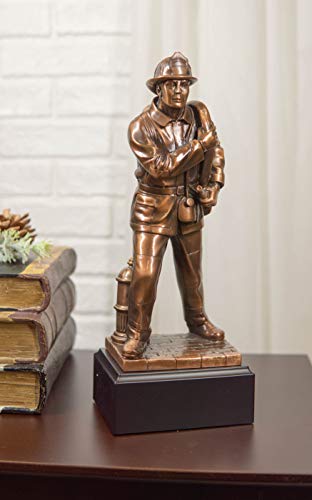 Gifts & Decor Ebros Men of Duty Civil Hero Fireman Carrying Hose by Hydrant Statue 9.5
