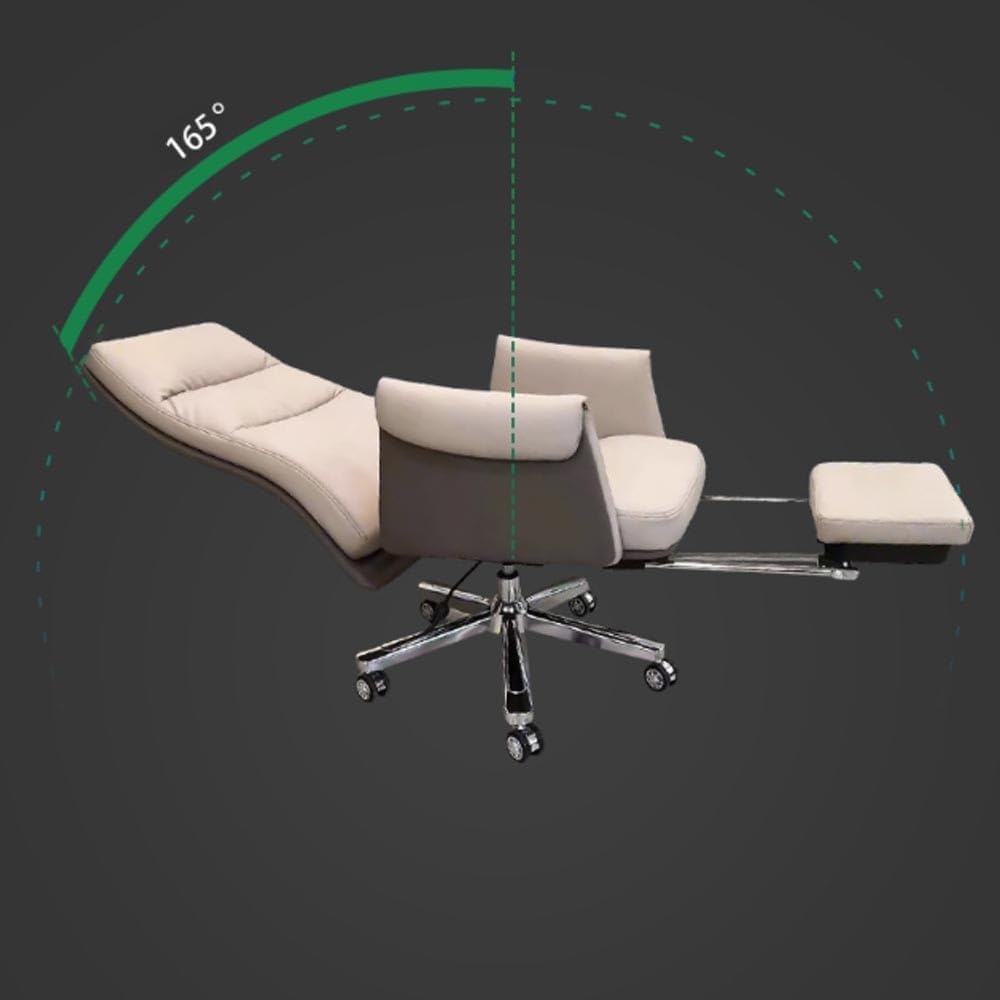 Executive Office Chair, Leather High Back Office Chair Ergonomic Executive Office Chair Swivel Computer Desk Chair Lumbar Support Soft Cushioned Padded Arms for Home, Office (Color : Brown)