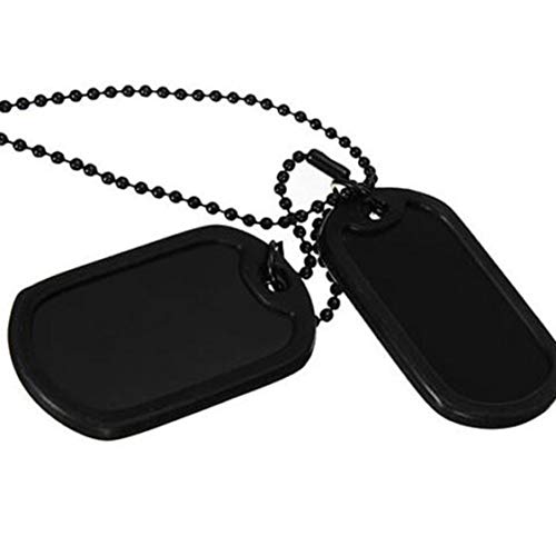 itchoate Masculino Preto Militar Exército 2 Dog Tags Colar Pingente Corrente N045 - Preto