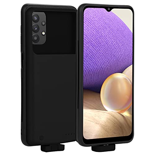 Battery Case for Samsung A32, 5000mAh Extended Backup Battery Charger Case for Samsung Galaxy A32 5G Rechargeable Portable External Battery Power Bank Charging Case,Black